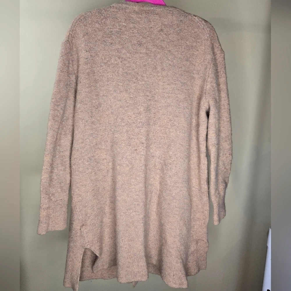 Madewell Cardigan Sweater Womens XS Mauve Wool Blend Oversized Long Slv Marble